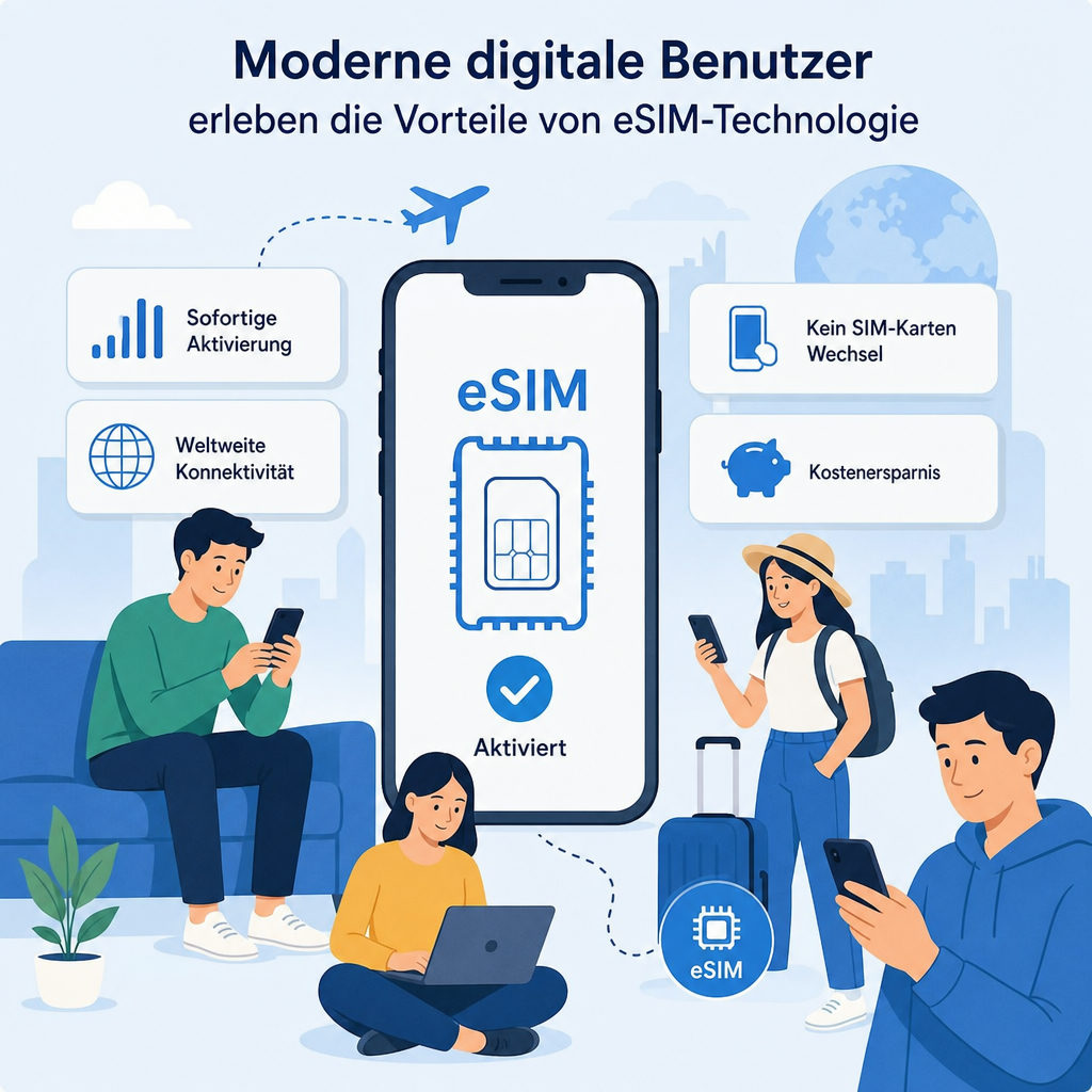 Moderne digitale Benutzer erleben die Vorteile von eSIM-Technologie