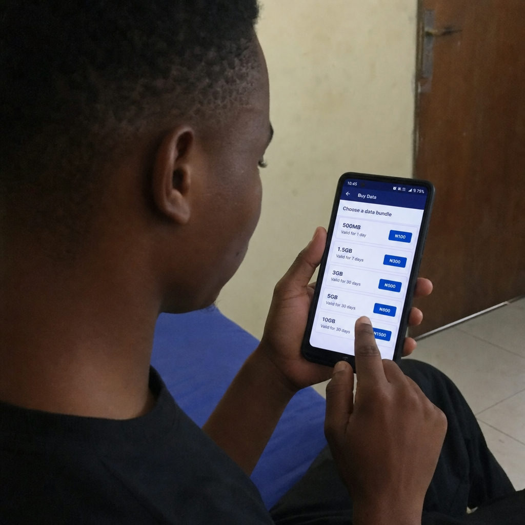 A person checking data bundle offers on their smartphone screen
